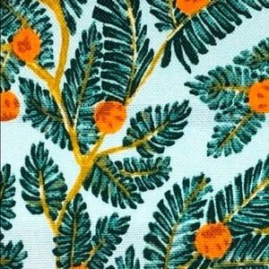 Outdoor Floral color Aqua Orange Tree Fabric 🍊